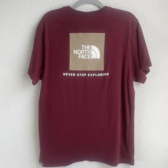 The North Face Mens Medium Shirt Mens North Face Logo Graphic Tee Mens Burgundy - Picture 2 of 5